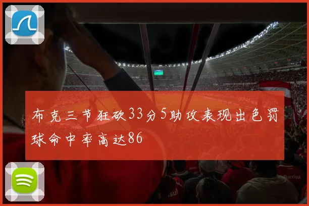 布克三节狂砍33分5助攻表现出色罚球命中率高达86